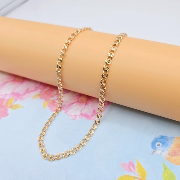 "Glossy Rose Gold Heart Link Chain Necklace, 23.6 Inch Romantic Style, XPNL0090 - Picture 2 of 12